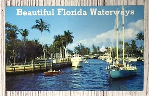 Florida FL malerischer Kanal Wasserstraßen Boote Segeln Vintage Postkarte - Bild 1 von 4