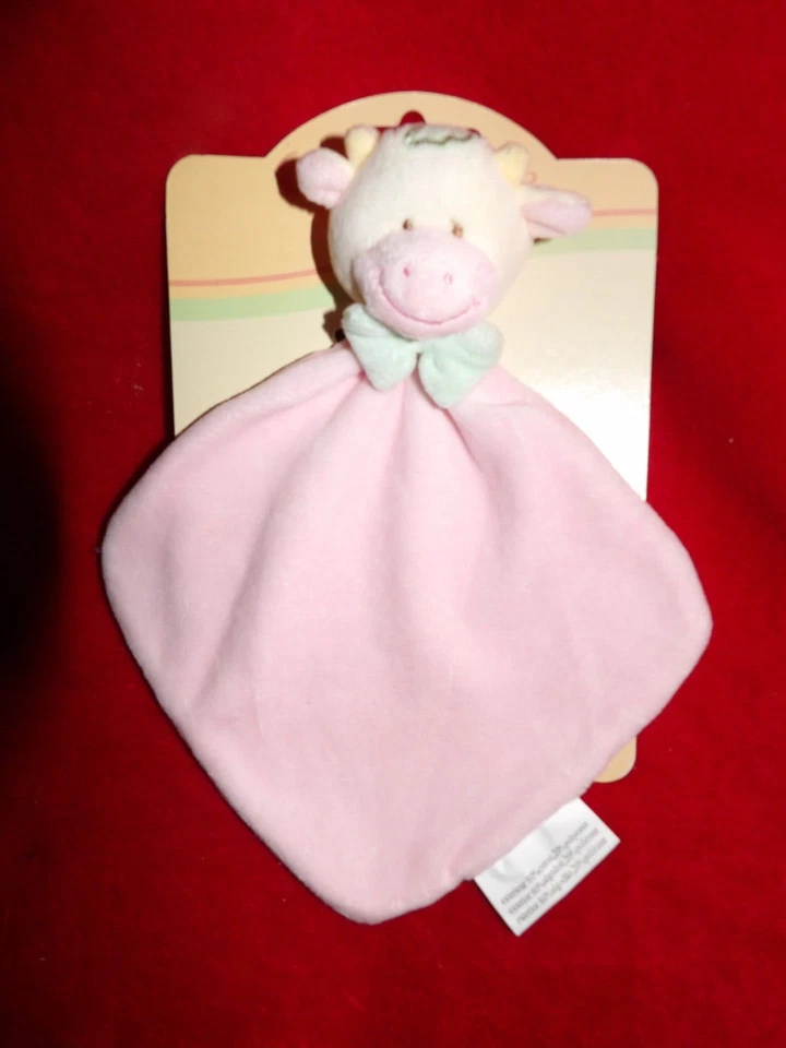 DOUDOU PLAT BABOU CARAMOUILLE VACHE ROSE NOEUD PAPILLON VERT - Photo 1/1
