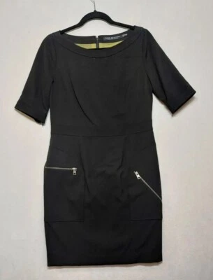 Черное карьерное платье Marc New York размер 8 Andrew Marc LBD молнии минималистское эластичное - Изображение 1 из 4