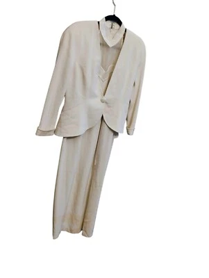 Vestido y blazer Daymor Couture Mercedes Ferreira para mujer con cuentas marfil EE. UU. 6 Foto 1 de 4