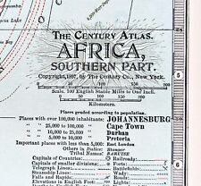 1897 South Africa Map ORIGINAL Cape Colony Johannesburg Cape Town RAILROADS