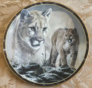 Bradford Exchange 1996 "First Snow” Mountain Lion Plate by Charles Frace NEW - Picture 1 of 7