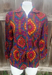Vtg. 1960's Limited Ed. Ship N' Shore Psychedelic Cotton Paisley Top Belt 34 - Picture 1 of 12