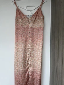 ZARA Spring/ Summer dress pink flower dress Printed Satin Slip Midi Dress Size S - Picture 1 of 9