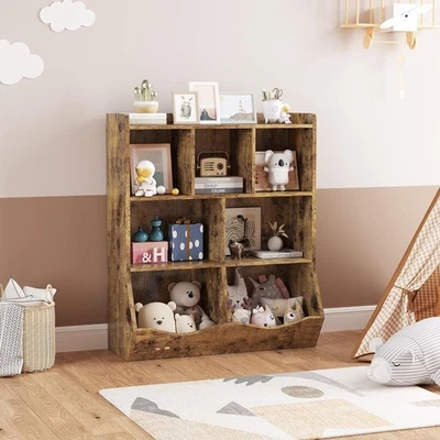 Estantería para niños de 3 niveles con gabinete de almacenamiento de juguetes organizador de cubaritos de aula Foto 1 de 4