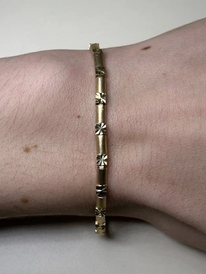 Solid 14K Yellow Gold Bar Link Bracelet, 7” - Image 1 of 4