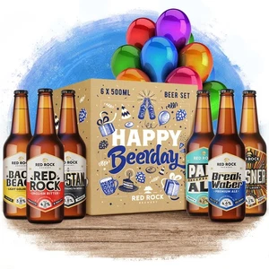 Birthday Beer Gift Pack 6x 0.5L British Craft Ale Box Gift Set Hamper for Him - Picture 1 of 6