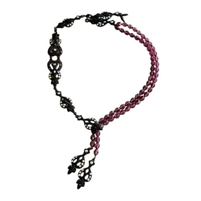 Collar Sweet Romance EE. UU. Cristal Cuentas Estrás Borla Regal Diseñador 19" Foto 1 de 4