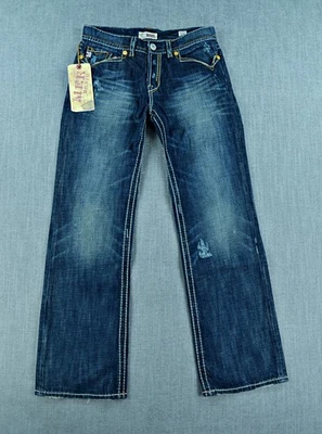 Pantalones de mezclilla Mek para mujer 34x34 azul nuevos Oaxaca corte botín desgastado botón mosca Foto 1 de 4