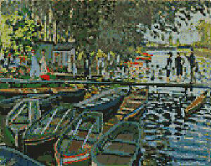 Monet River Scene at Bennecourt Cross Stitch Kit 12" x 9.5" 30.5cm x 24cm