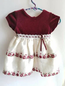 George Girls 12M Christmas Party Dress Red Velvet Embroidered - Picture 1 of 9