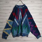 Coogi Blues 3D Cotton Knit Sweater Men Size L Multicolor All-Over Pattern