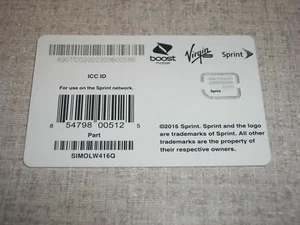 Carte SIM Sprint SIMOLW416Q NEUVE - Photo 1 sur 1