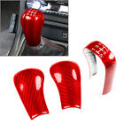 3X Carbonfaserschaltknauf-Abdeckungsverkleidung Rot Für Nissan Gtr R32 R33 R34