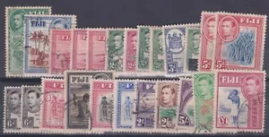 BC1379) Fiji 1938-55 KGVI definitives set of 24 SG 249-266b, includes all dies - Picture 1 of 1