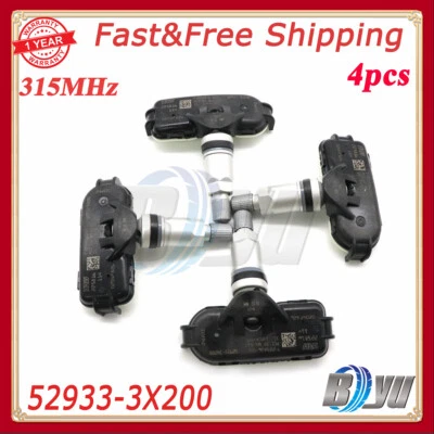 4PCS 52933-3X200 TPMS Tire Pressure Sensors 315MHz For Hyundai Elantra Kia Rio Foto 1 de 4