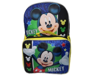 Mickey Mouse 16 Inch Large Backpack Detachable Lunch-Bag NEW - Picture 1 of 4