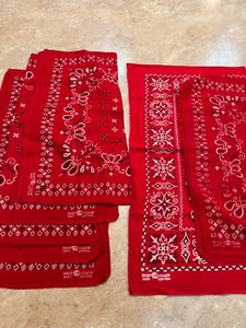 7 Vtg NOS ELEPHANT BRAND Trunk Up Red Fast Color 17" Bandannas Lg - Picture 1 of 6