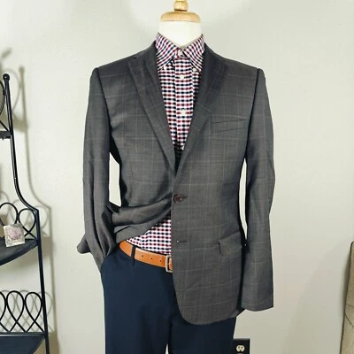 Abrigo Blazer Deportivo Tiglio Luxe Para Hombres Gris Lana a Cuadros Modelo Traje Porto Talla 44R Delgado Foto 1 de 4