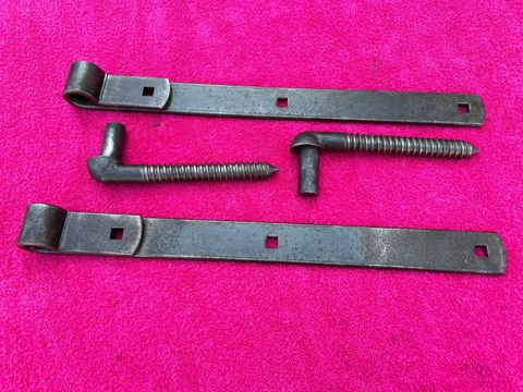 Antique Wrought Iron Salvaged Barn Door Straps Hinges With Wood Screw Pin - PAIR Cover