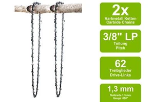 2 Hartmetall Sägeketten passend für Einhell MKS 38/45 | 45cm 3/8LP 62TG 1,3mm - Bild 1 von 3
