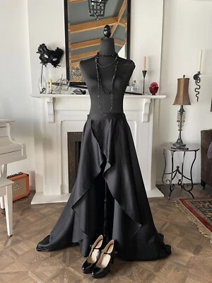 Jay Godfrey Women's Black High-Waisted Draped Ruffle Layering Skirt Retail $499 - Image 1 of 4