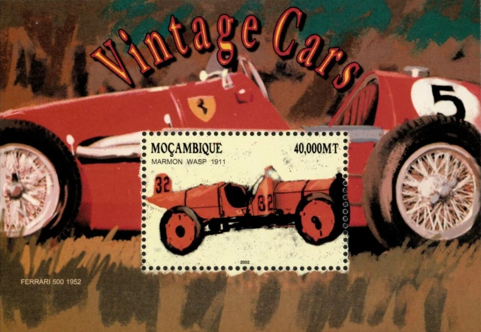 Mozambique 2003 - Coches antiguos avispa marmón - Hoja de recuerdo - Scott 1713 - MNH Foto 1 de 1