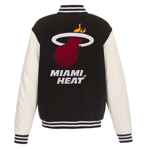 Miami Heat JH Design Reversible Fleece Jacket with Faux Leather Sleeves - Picture 1 of 3