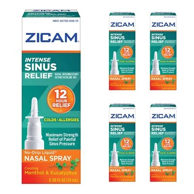Paquete de 5 - Gel nasal líquido alivio sinusal intenso Zicam 0,50 oz cada uno Foto 1 de 4