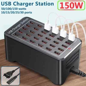 30 Port USB Hub Charger Rapid Charging Station Desktop Smart iPhone Phone Tablet - Picture 1 of 6