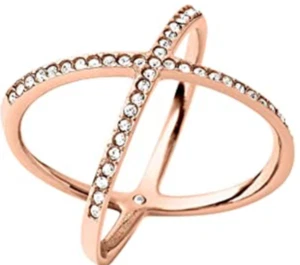 Rose Gold 925 Sterling Silver Criss-Cross RING Cubic Zirconia Crystal Pave Sz 9 - Picture 1 of 2