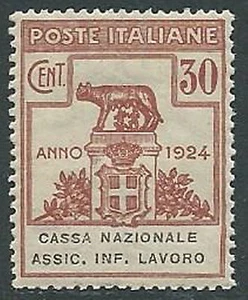 1924 REGNO PARASTATALI CASSA NAZIONALE LAVORO 30 CENT LUSSO MNH ** - M37-5 - Picture 1 of 1