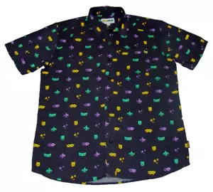 Tipsy Elves Camicia Uomo Taglia Media Martedì Grasso Maschere Fleur De Lis Bottoni - Foto 1 di 8