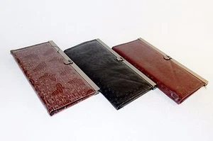 Clutch Wallet w/Butterflies Pattern, Metal Frame, Vinyl Shell, 3 Color Choices - Picture 1 of 28