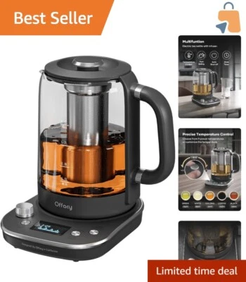 BPA-Free Electric Tea Kettle 1.6L - 1200W Fast Heating with 9 Smart Presets - Image 1 of 4