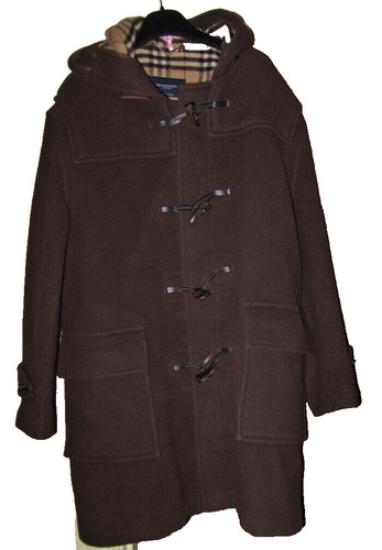 Cappotto borsone a scacchi LONDON BURBERRY 50" lana marrone Nova