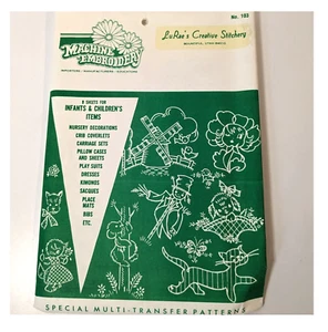 Transfer Pattern Designs Machine Hand Embroidery, VTG Retro Nursery Applique Art - Picture 1 of 7