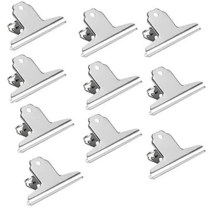 10 piezas 100 mm Bulldog plateado niquelado grandes clips fuertes suministros de oficina - Imagen 1 de 6