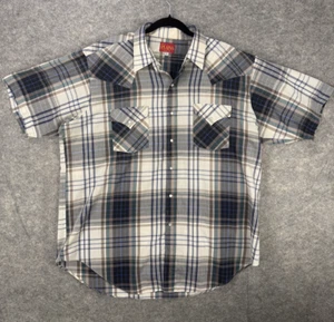 De Colección Ely Plains Polo Para Hombres XL Blanco/Negro Camisa A Cuadros Con Botones Perla A Presión - Imagen 1 de 6