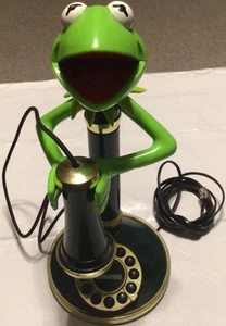 Vintage KERMIT DER FROSCH Telefon Kerzenständer schnurgebunden Telefon Telemania ungetestet - Bild 1 von 10