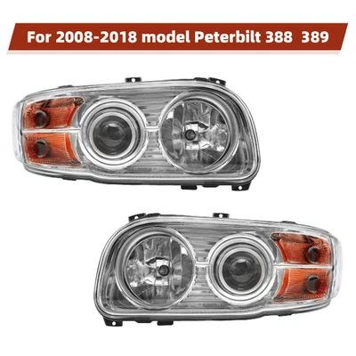 Durable Headlight Assembly For Peterbilt 388 & 389 2008-2018 Driver & Passenger Foto 1 de 4