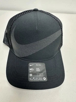 Nike Rise Cap Structured Swoosh Trucker Hat Black M/L HJ7018 -010 - Image 1 of 4