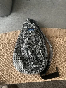 KAVU Rope Sling Bag grau Fischgrät Canvas Crossbody Rucksack Outdoor Reise - Bild 1 von 11