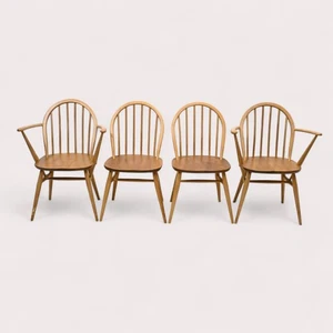 4 Ercol Windsor Bow Back Chairs Model 370/370A Light Finish FREE UK Delivery - Picture 1 of 24