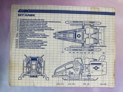 GI Joe SKY HAWK VTOL 1984 Blueprints / Instruction Sheet Vintage Vehicle ARAH - Image 1 of 3