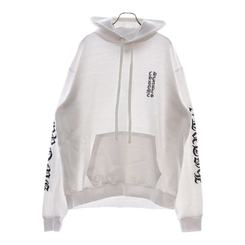 Felpa con cappuccio pullover CHROME HEARTS SWTSHRT PLVR stampa logo braccio bianco usata 9e3069e5e0b