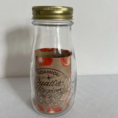 Quattro Stagioni, стеклянная консервная банка и питьевая бутылка, 13,5 унц. Золотой металлический верх - Изображение 1 из 4