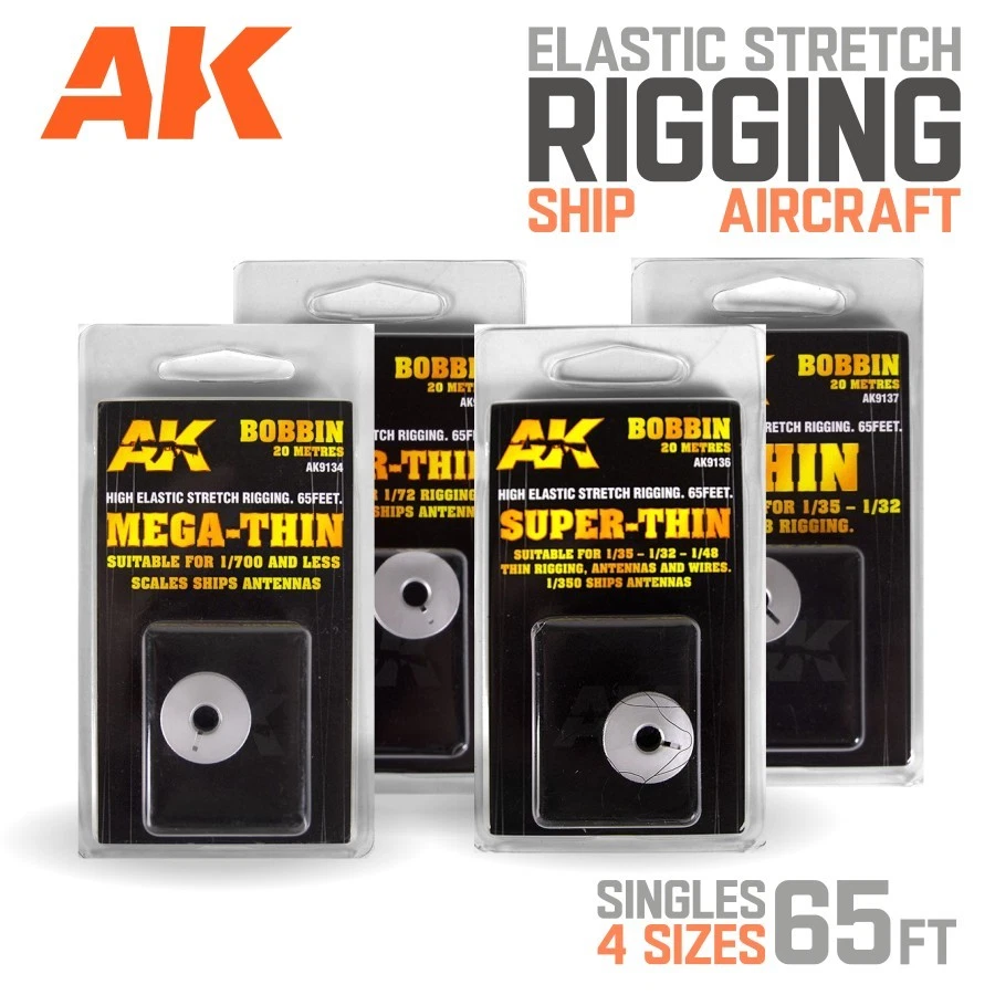AK Interactive: aparejo elástico - 65 pies - individuales 4 tamaños - cable de envío modelo Foto 1 de 1