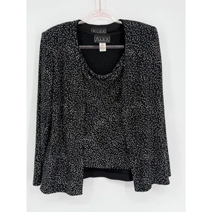 Alex Evenings Set Giacca Canotta Donna Nero Floreale Due Pezzi Elegante Tg L - Foto 1 di 11