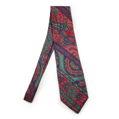 Tie Rack Paisley Necktie Red Green Blue 100% Silk The Windsor Collection Italy - Image 1 of 4